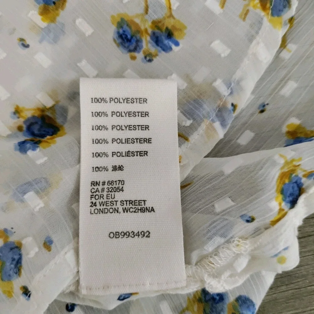 Free People Womens Flowers in December Blouse Small‎ Ivory Sheer Pleated